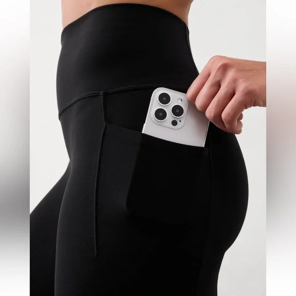 Athleta Salutation Stash 7/8 High Rise Tight Leggings Black Medium - Picture 2 of 11